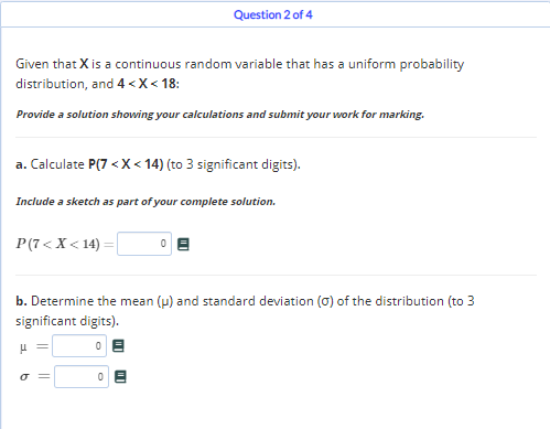 Solved Question 2 of 4 Given that X is a continuous random | Chegg.com