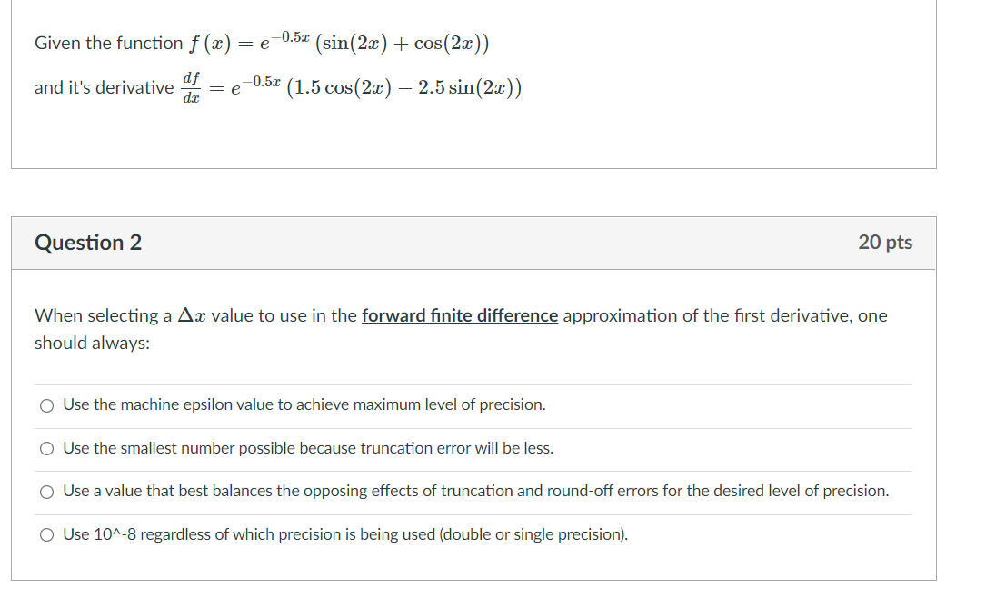 Solved Given the function f (x) -0.5.2 = e (sin(2x) + | Chegg.com