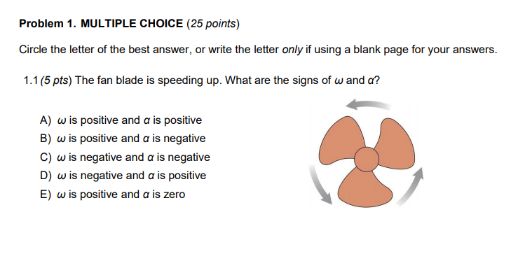 Solved Problem 1. MULTIPLE CHOICE (25 Points) Circle The | Chegg.com