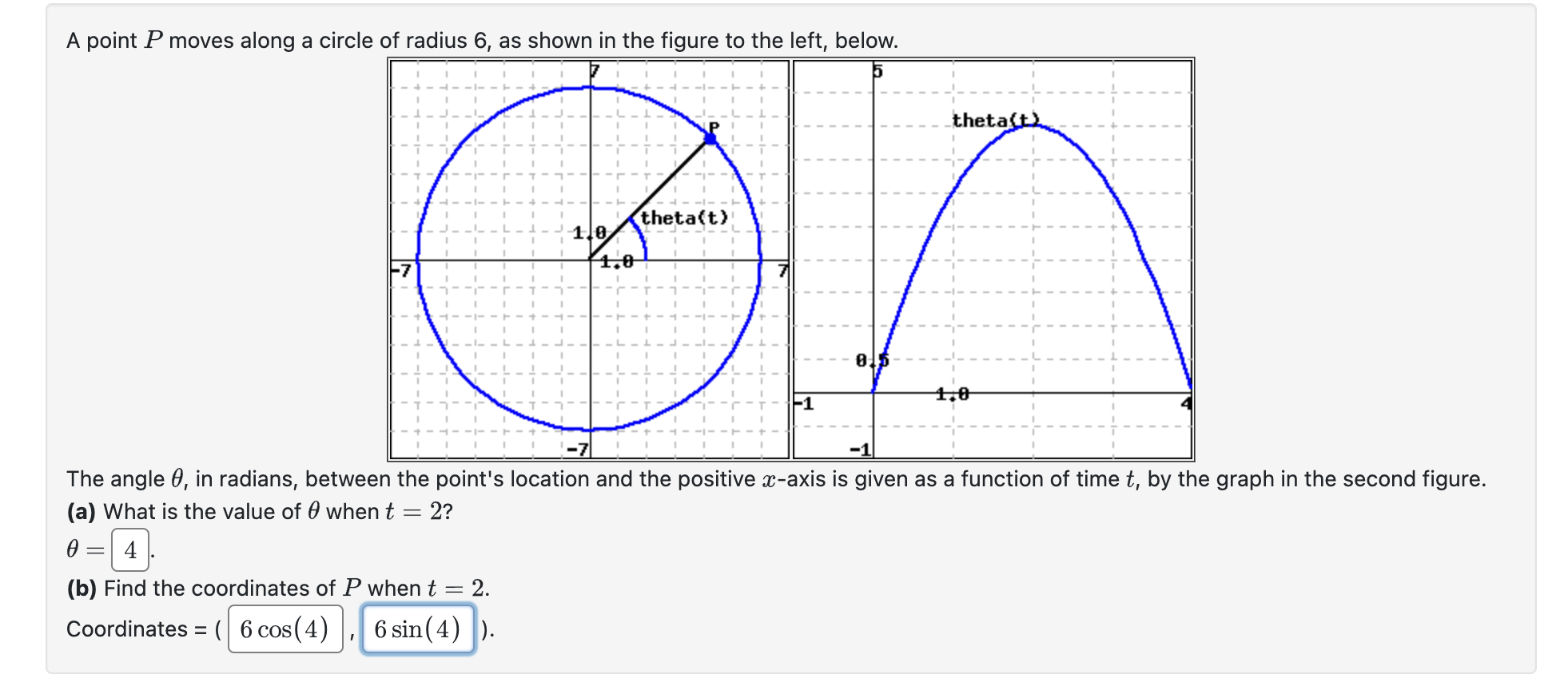 Solved A Point P Moves Along A Circle Of Radius 6 , As Shown | Chegg.com