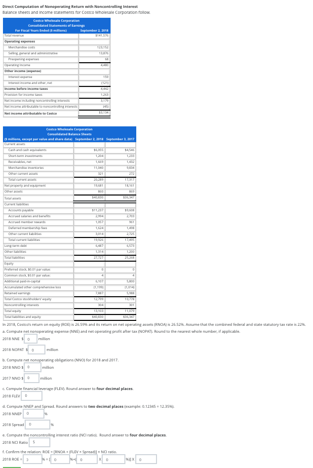 Solved Direct Computation of Nonoperating Return with | Chegg.com