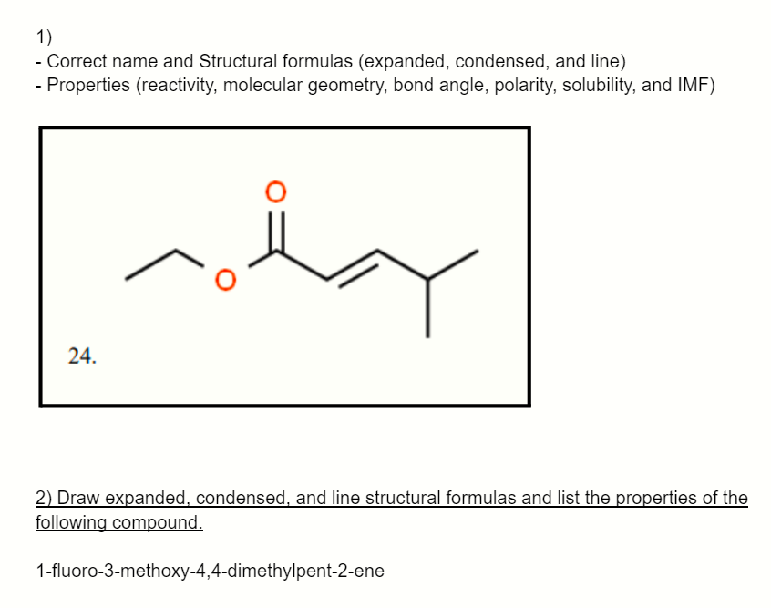 Solved 1) - Correct Name And Structural Formulas (expanded, 