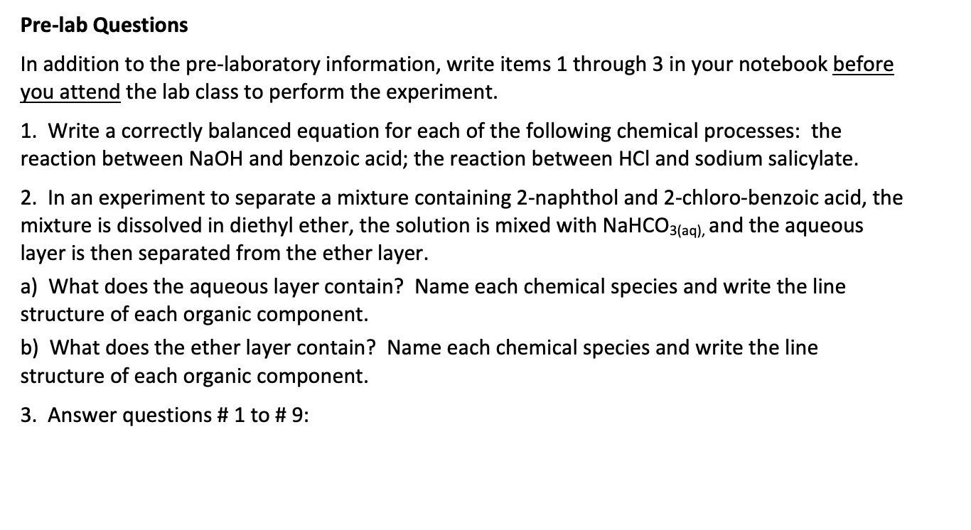 Solved Pre-lab Questions In addition to the pre-laboratory | Chegg.com