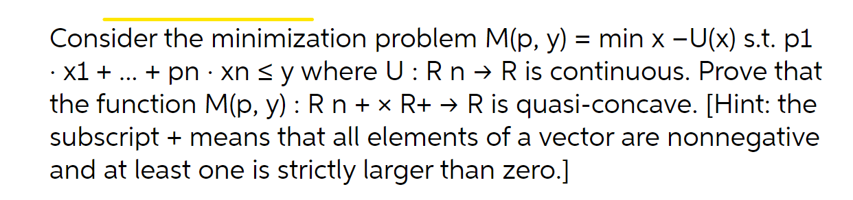 Solved = . Consider The Minimization Problem M(p, Y) = Min | Chegg.com