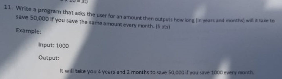 Solved 11. Write a program that asks the user for an amount | Chegg.com