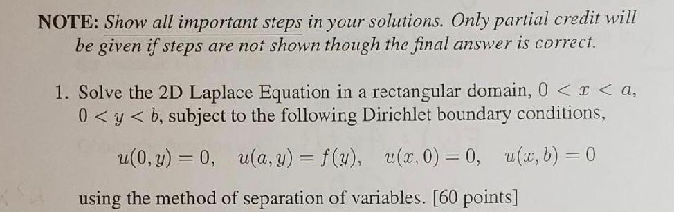 Solved NOTE: Show all important steps in your solutions. | Chegg.com
