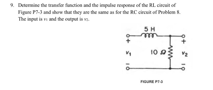 Solved 9. Determine the transfer function and the impulse | Chegg.com