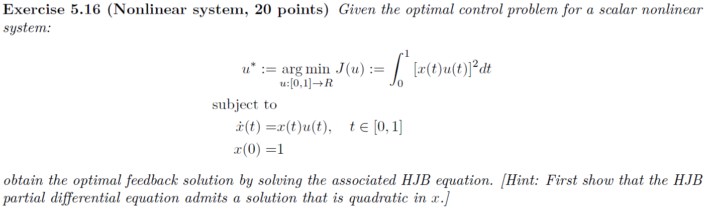 Exercise 5.16 (Nonlinear system, 20 points) Given the | Chegg.com