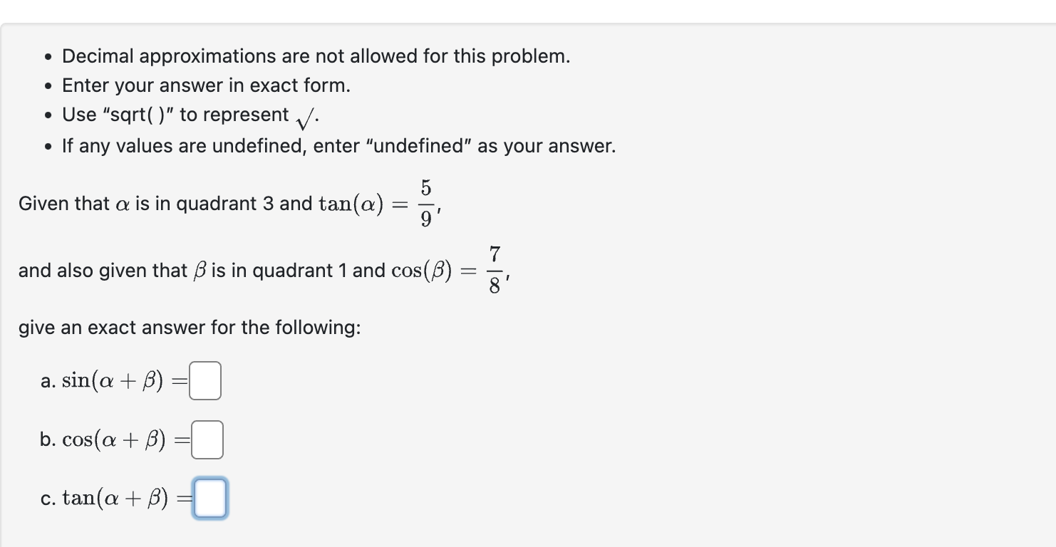 Solved Decimal approximations are not allowed for this Chegg com