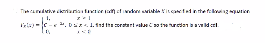 Solved The cumulative distribution function (cdf) of random | Chegg.com