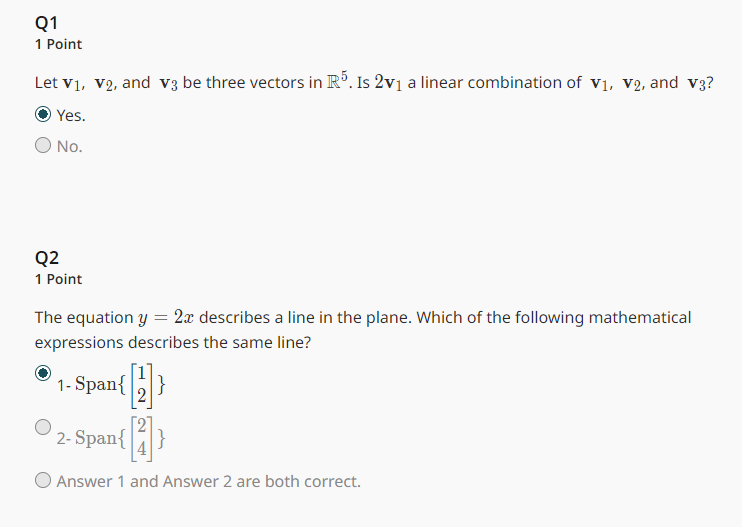 Solved Q1 1 Point Let v1,v2, and v3 be three vectors in R5. | Chegg.com