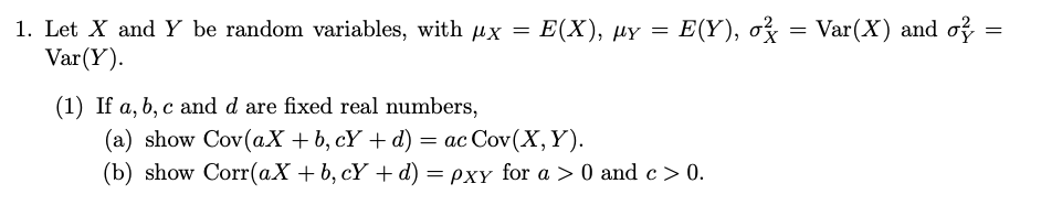 Solved = Var(X) and σ, 1. Let X and Y be random variables, | Chegg.com