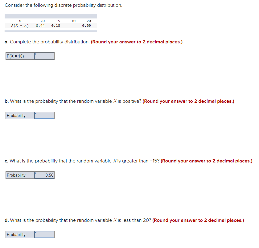 Solved Consider The Following Discrete Probability | Chegg.com