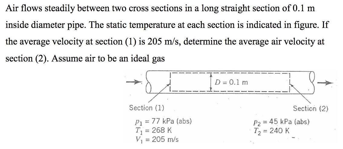Solved Air flows steadily between two cross sections in a | Chegg.com