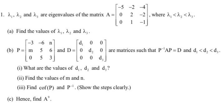 Solved λ1,λ2 and λ3 are eigenvalues of the matrix | Chegg.com