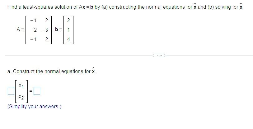 Solved Find A Least-squares Solution Of Ax=b By (a) | Chegg.com