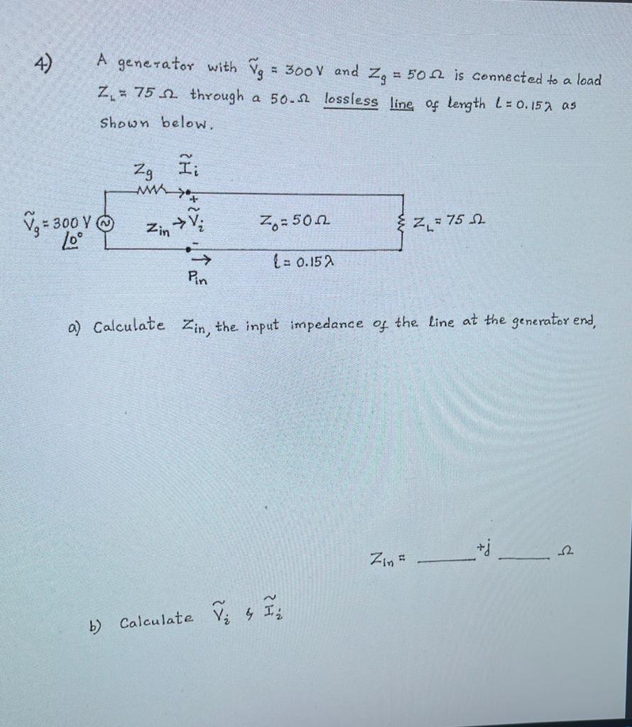 Solved A generator with V~g=300 V and Zg=50Ω is connected to | Chegg.com
