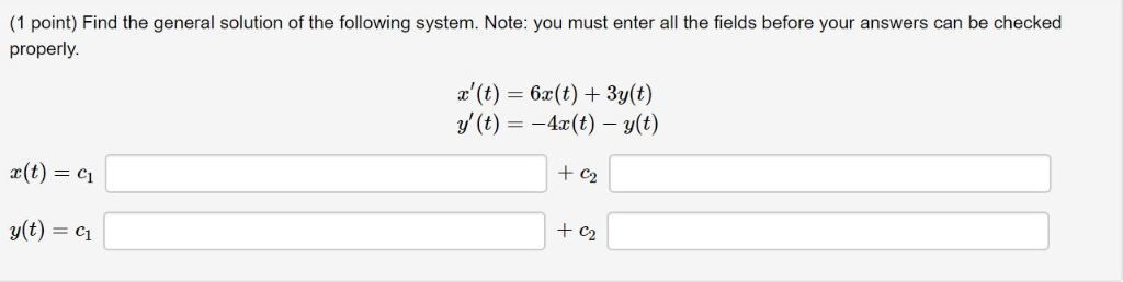 Solved (1 point) Find the general solution of the following | Chegg.com