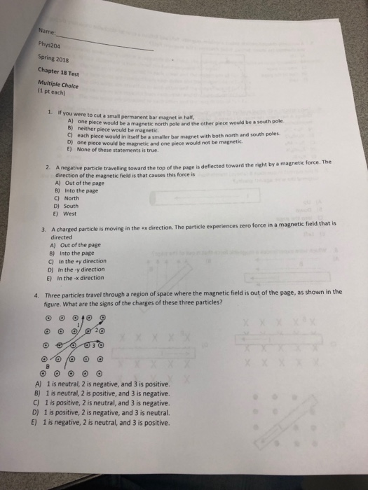 Solved Me: Phys204 Spring 2018 Chapter 18 Test Multiple | Chegg.com