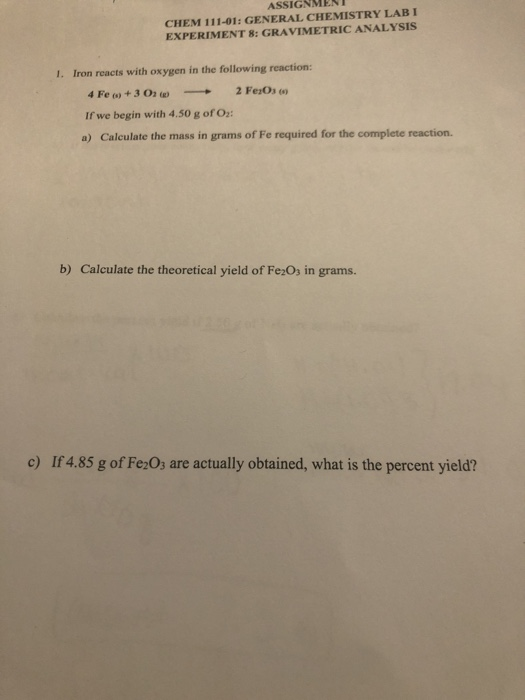 Solved ASSIGNMEN CHEM 11101 GENERAL CHEMISTRY LAB