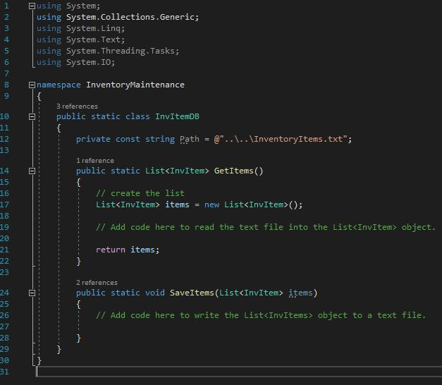Solved C# Visual Studio. 1.. Add code to the GetItems method | Chegg.com