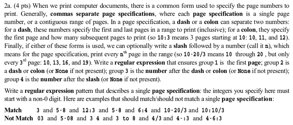 PYTHON REGULAR EXPRESSIONS (2A and 2B are related to | Chegg.com