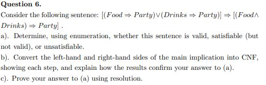 Solved Question 6. Consider the following sentence: [(Food | Chegg.com