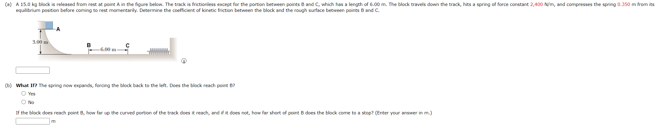 Solved (b) What If? The spring now expands, forcing the | Chegg.com