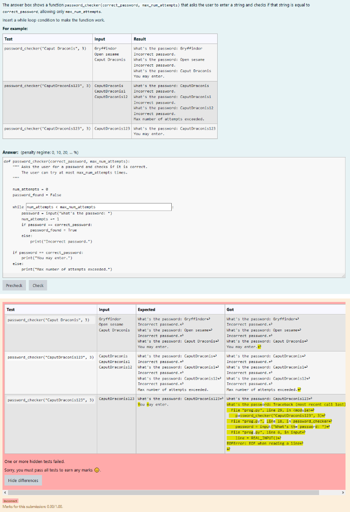 Solved this is in python 3 under the "while loops" section | Chegg.com