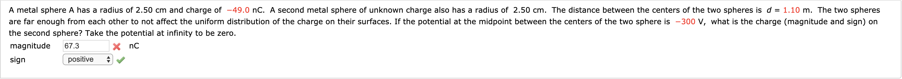 Solved A metal sphere A has a radius of 2.50 cm and charge | Chegg.com