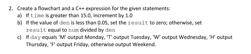 Solved 2. Create a flowchart and a C++ expression for the | Chegg.com
