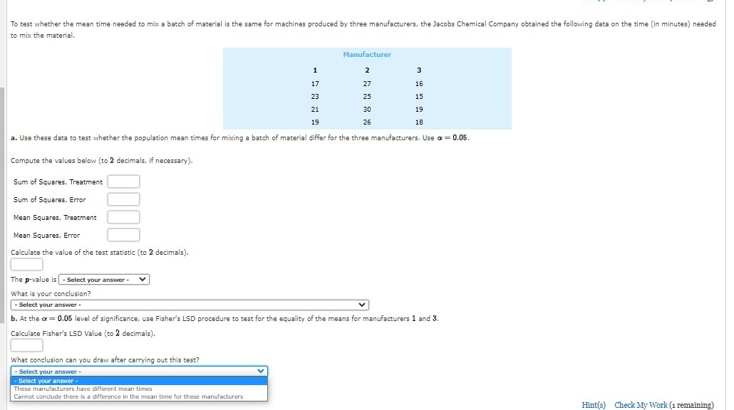 Solved to mix the material. a. Use these data to test | Chegg.com