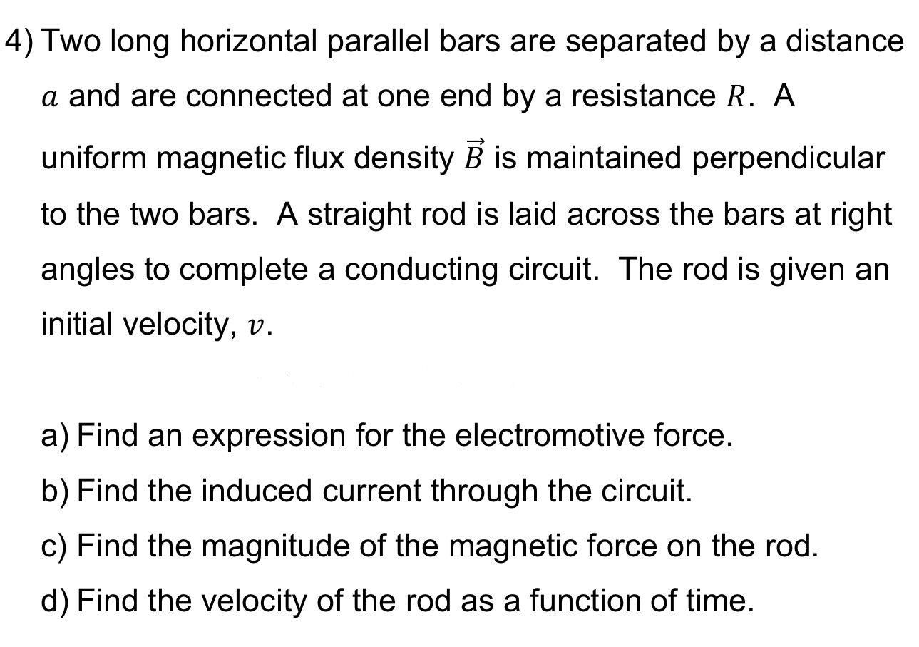 Solved 4) Two long horizontal parallel bars are separated by