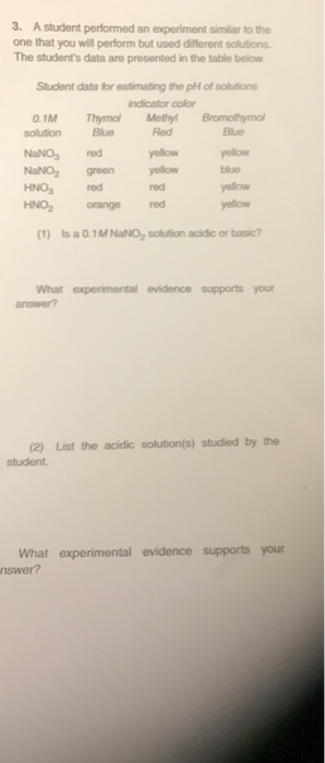 Solved 3. A student performed an experiment similar to the | Chegg.com
