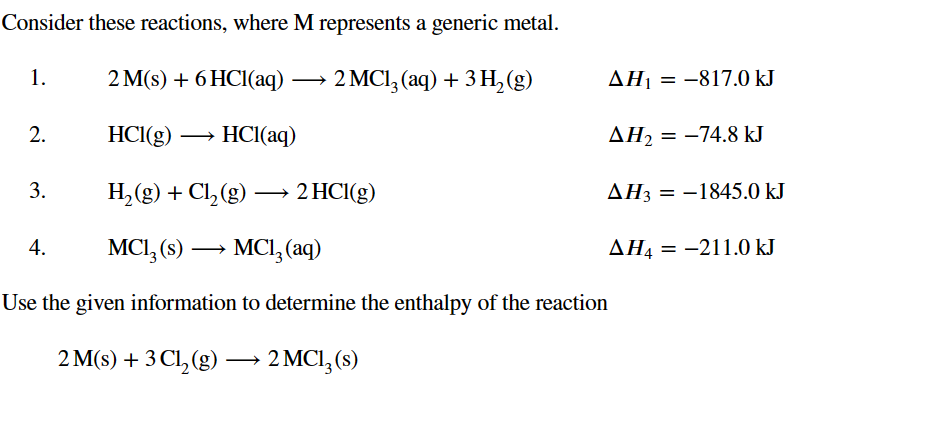 Solved Consider these reactions, where M represents a | Chegg.com