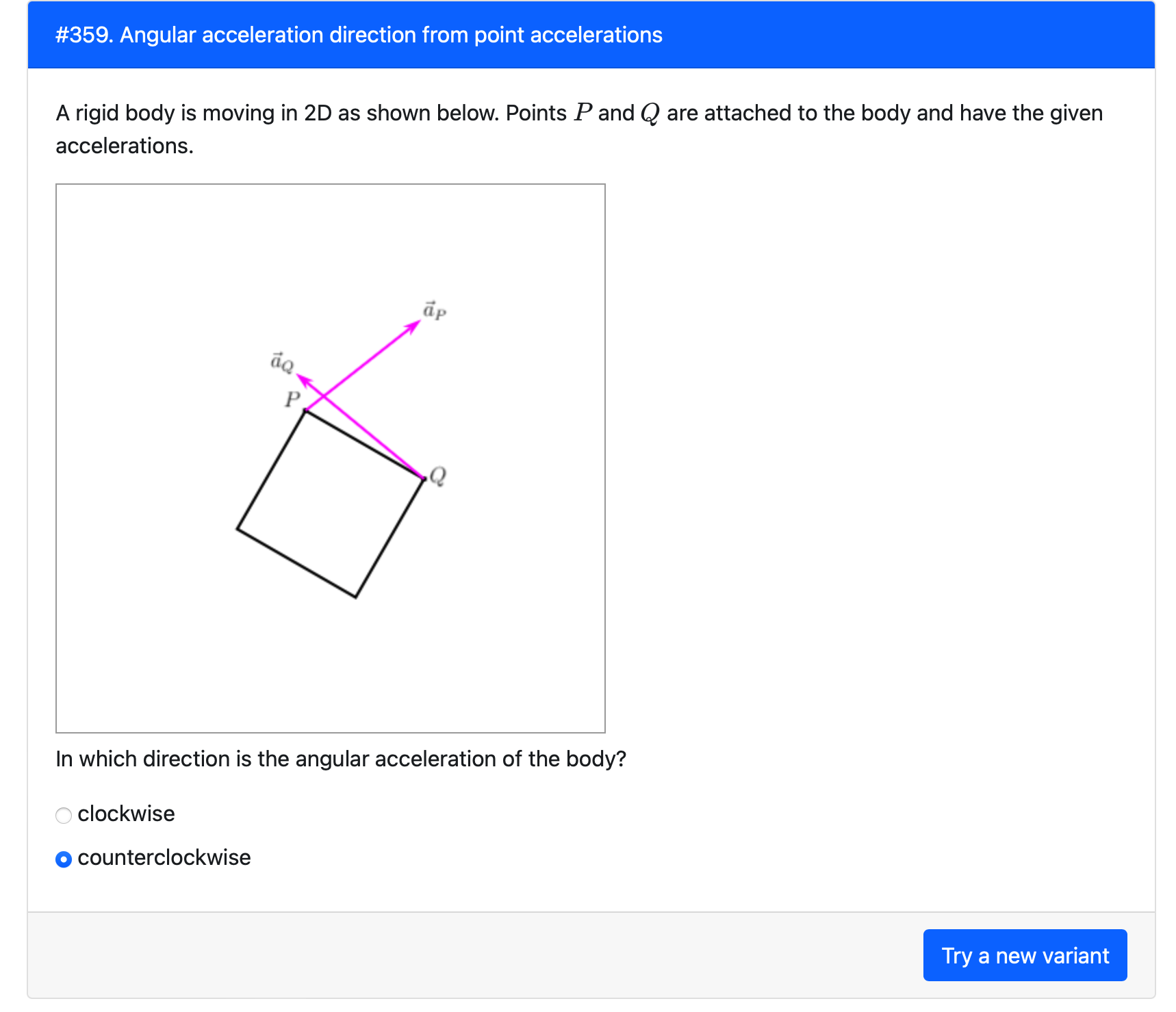 Solved A rigid body is moving in 2D as shown below. Points P | Chegg.com