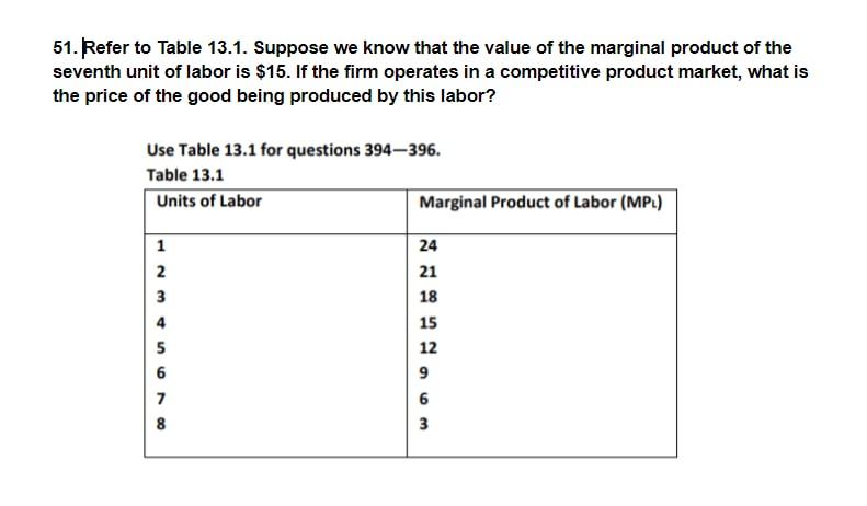 Solved 51. Refer to Table 13.1. Suppose we know that the | Chegg.com