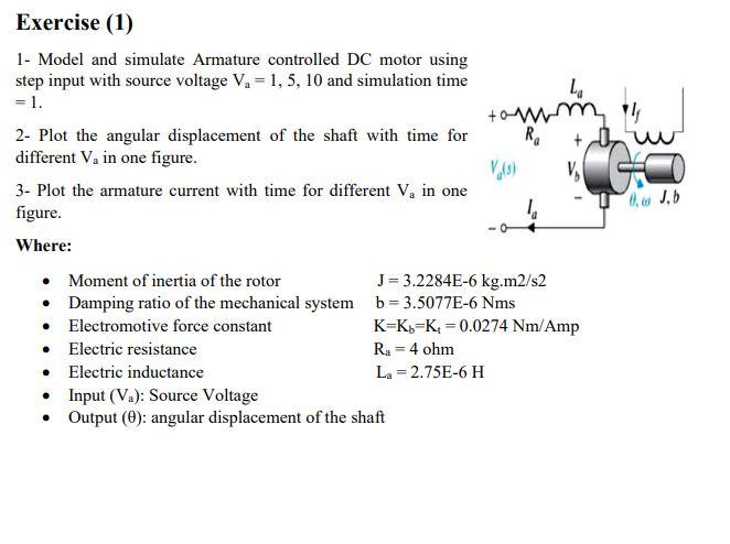 Solved Exercise (1) 1- Model and simulate Armature | Chegg.com