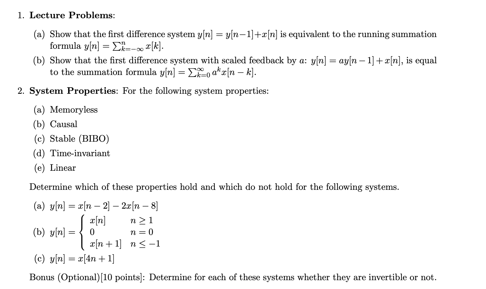 Solved 1. Lecture Problems: (a) Show that the first | Chegg.com