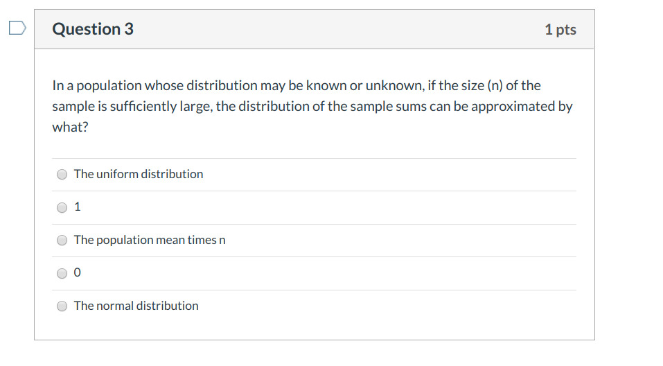 Solved Question 3 1 pts In a population whose distribution | Chegg.com