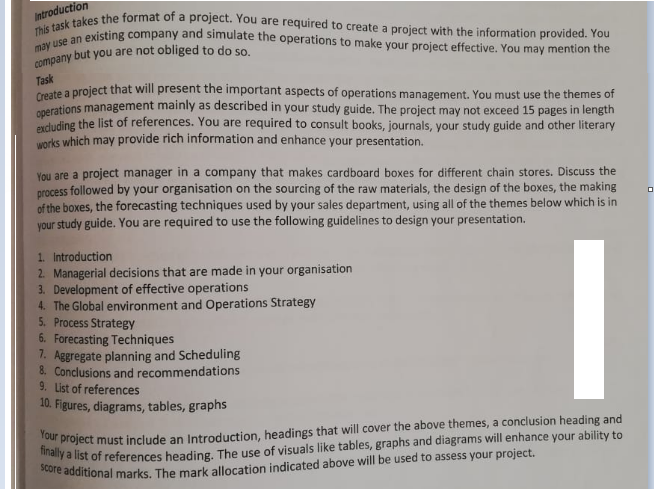 the format of a project. You are required to create a | Chegg.com