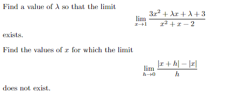 Solved Find a value of so that the limit 3.2 + C ++3 lim 1+1 | Chegg.com