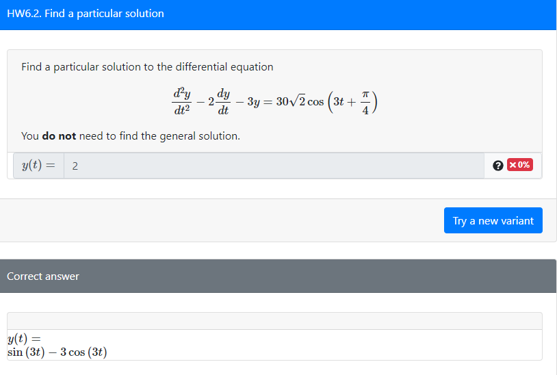 Solved Find A Particular Solution To The Differential 2231