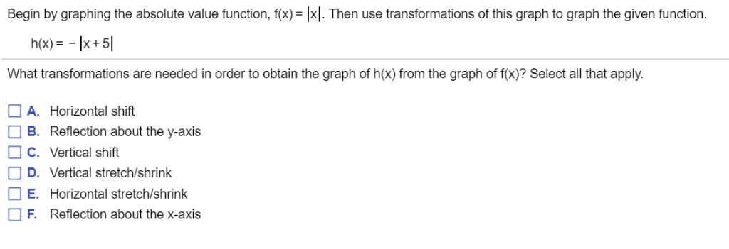 Solved Select All The Transformations That Are Needed To Chegg Solved Select All The Transformations That Are Needed To Chegg