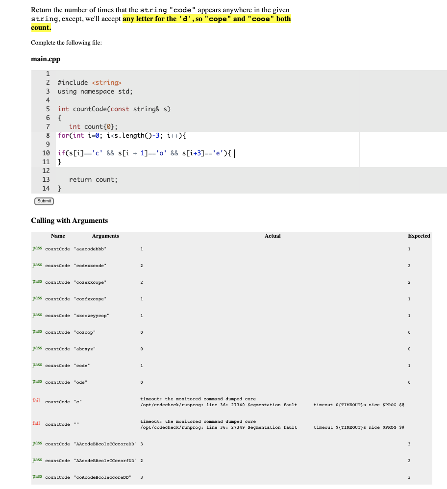 solved-return-the-number-of-times-that-the-string-code-chegg