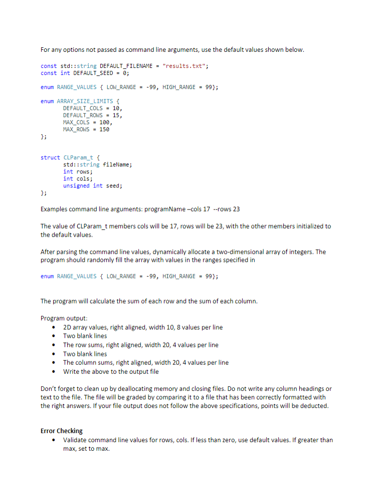 ELEC 1520 Homework – Dynamic 2D Arrays Total Points | Chegg.com