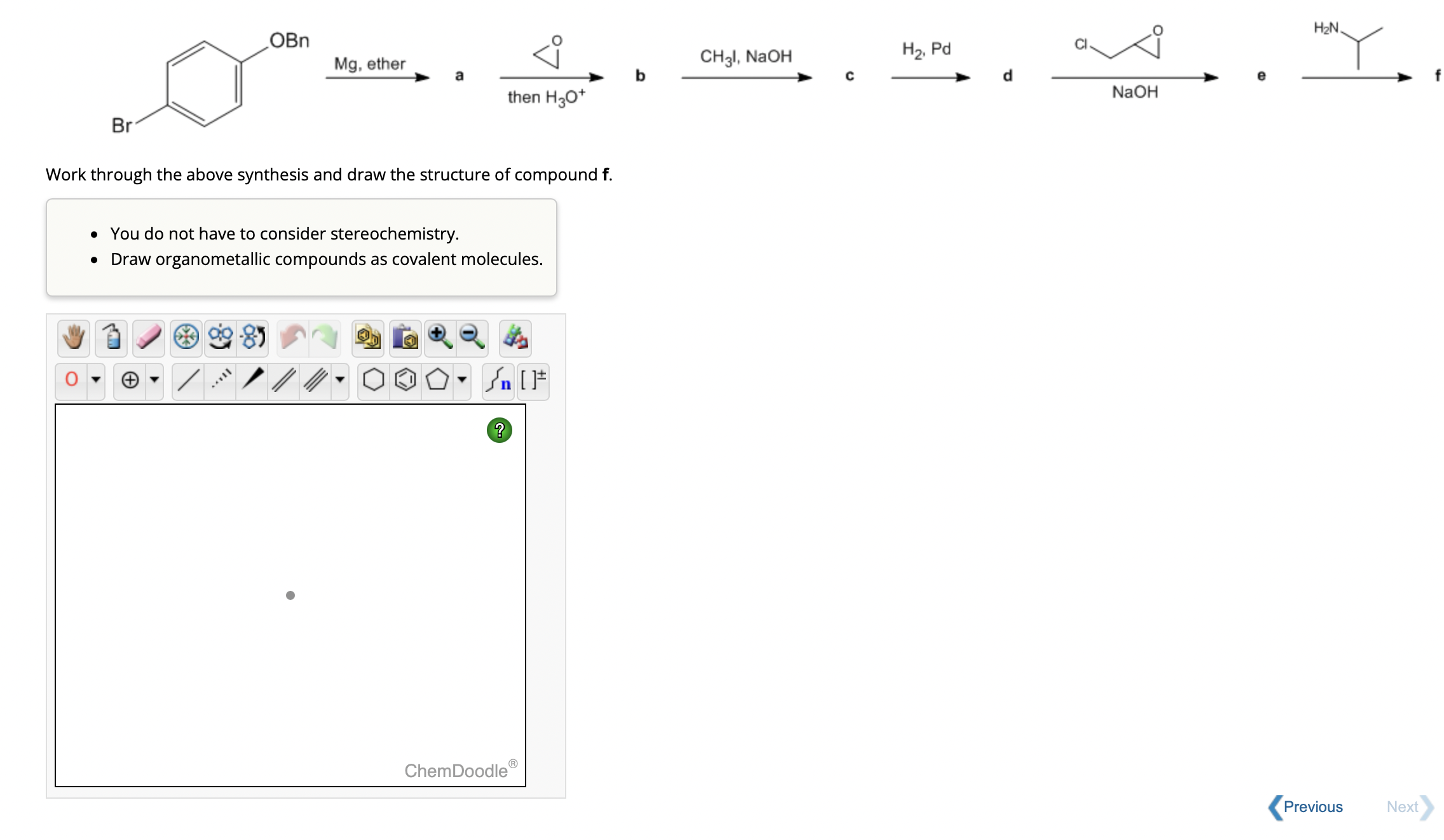 Solved a b c d e Work through the above synthesis and draw | Chegg.com