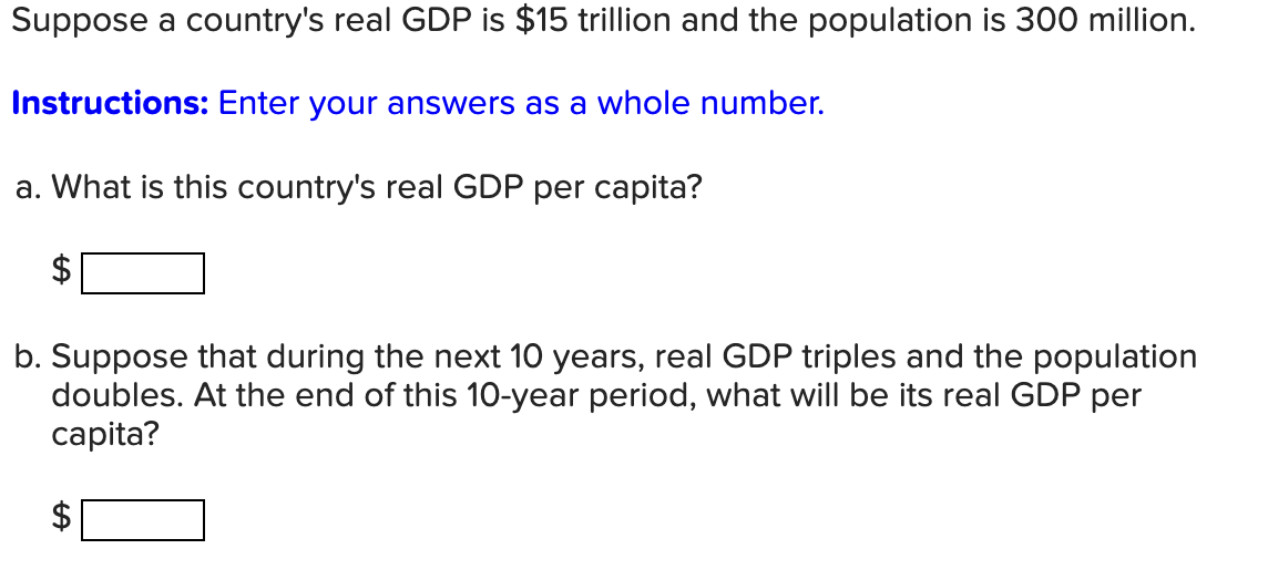 Solved Suppose A Country's Real GDP Is $15 ﻿trillion And The | Chegg.com