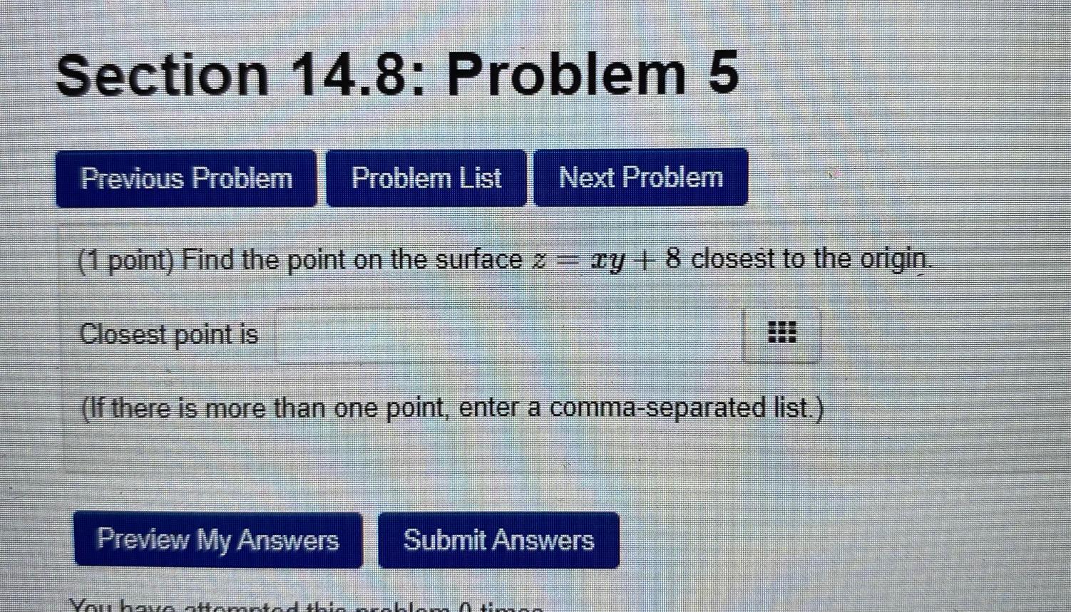 Solved Section 14.8: Problem 5 Previous Problem Problem List | Chegg.com