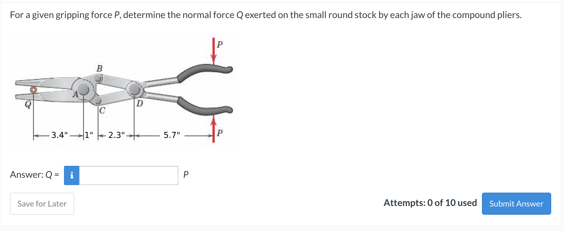 [Solved] For a given gripping force ( P ), determine th